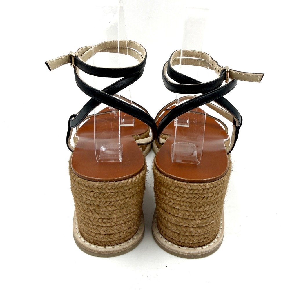 Jimmy Choo Drive 60 Espadrille Wedge Sandals Black Nappa Leather Sz 39.5 / 9.5 - Picture 7 of 10